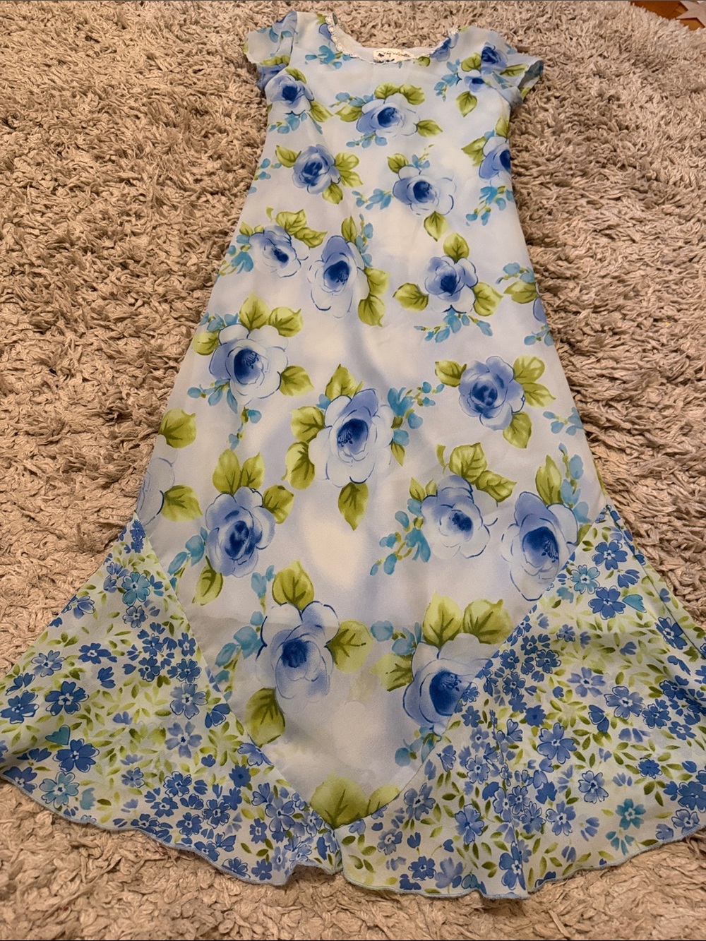 Vintage Y2K My Michelle Blue Floral Maxi Dress, Size 8